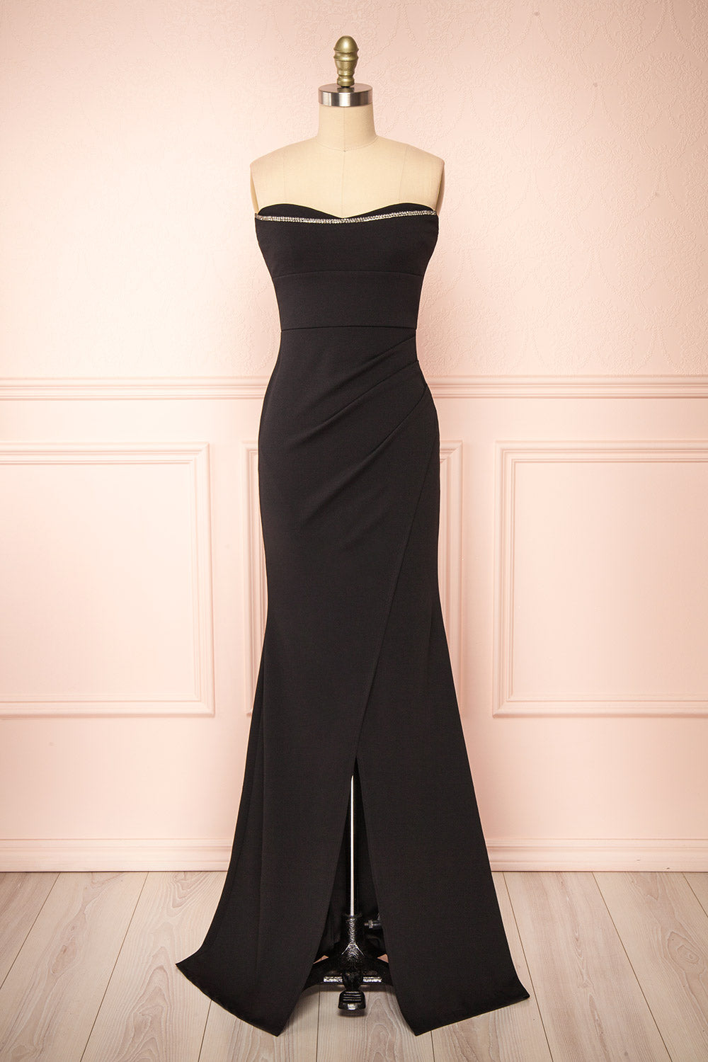 Elvya Black Bustier Maxi Mermaid Dress | Boutique 1861 front view