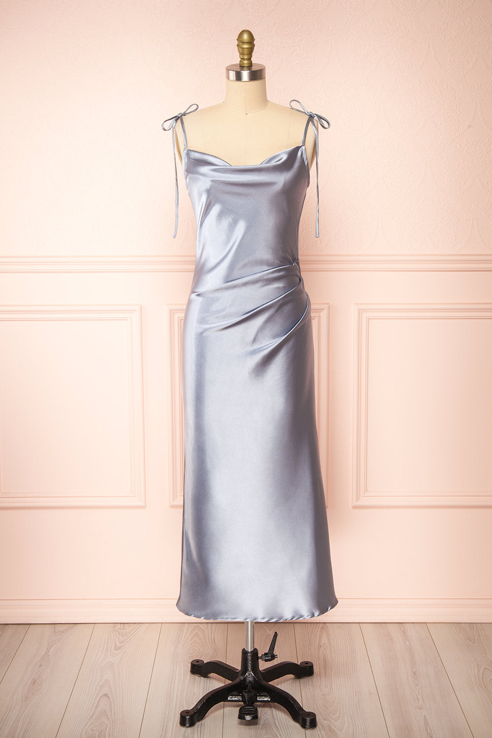 Elyse Blue Cowl Neck Midi Dress Boutique 1861