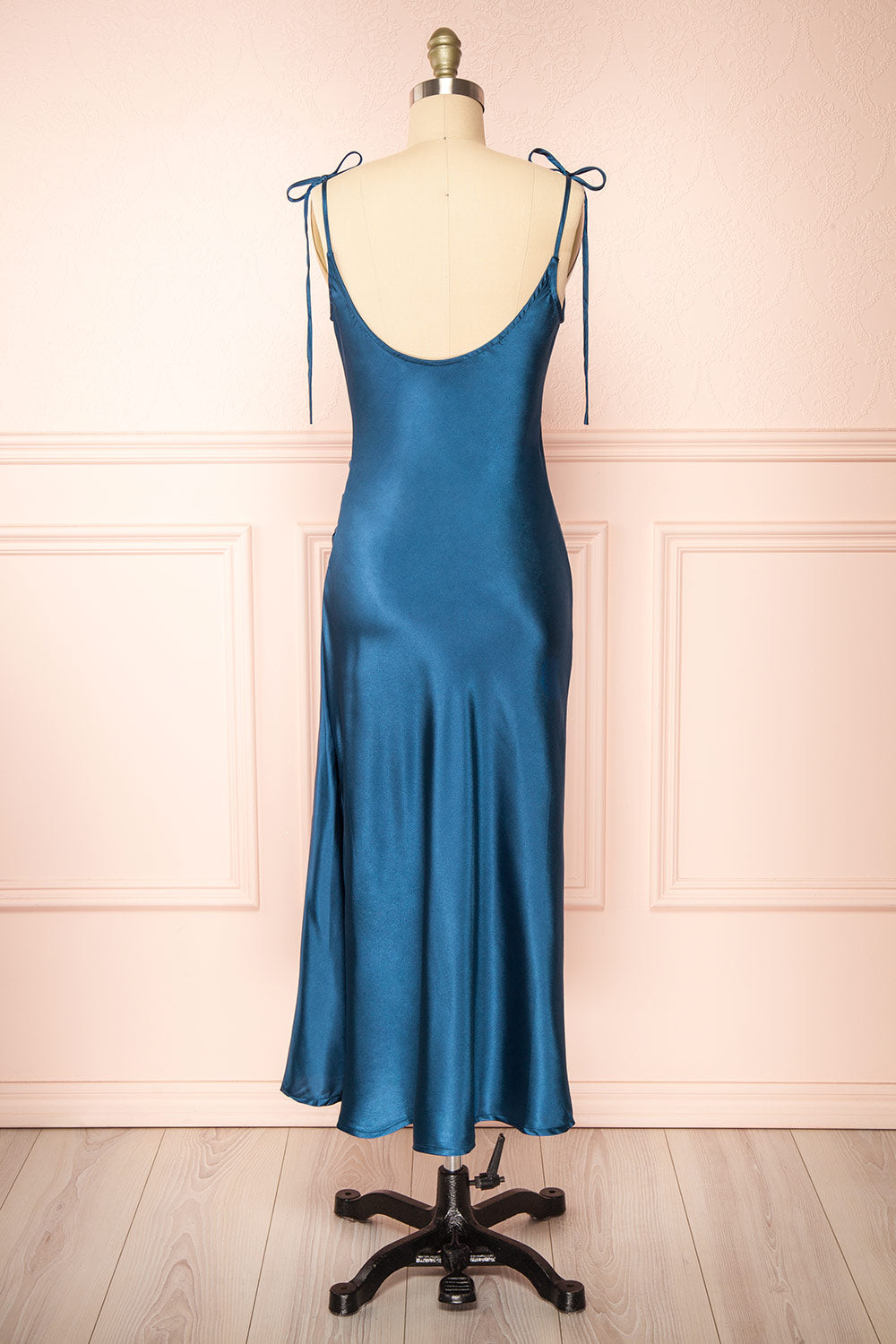 Elyse Royal Blue Cowl Neck Midi Dress | Boutique 1861 back view