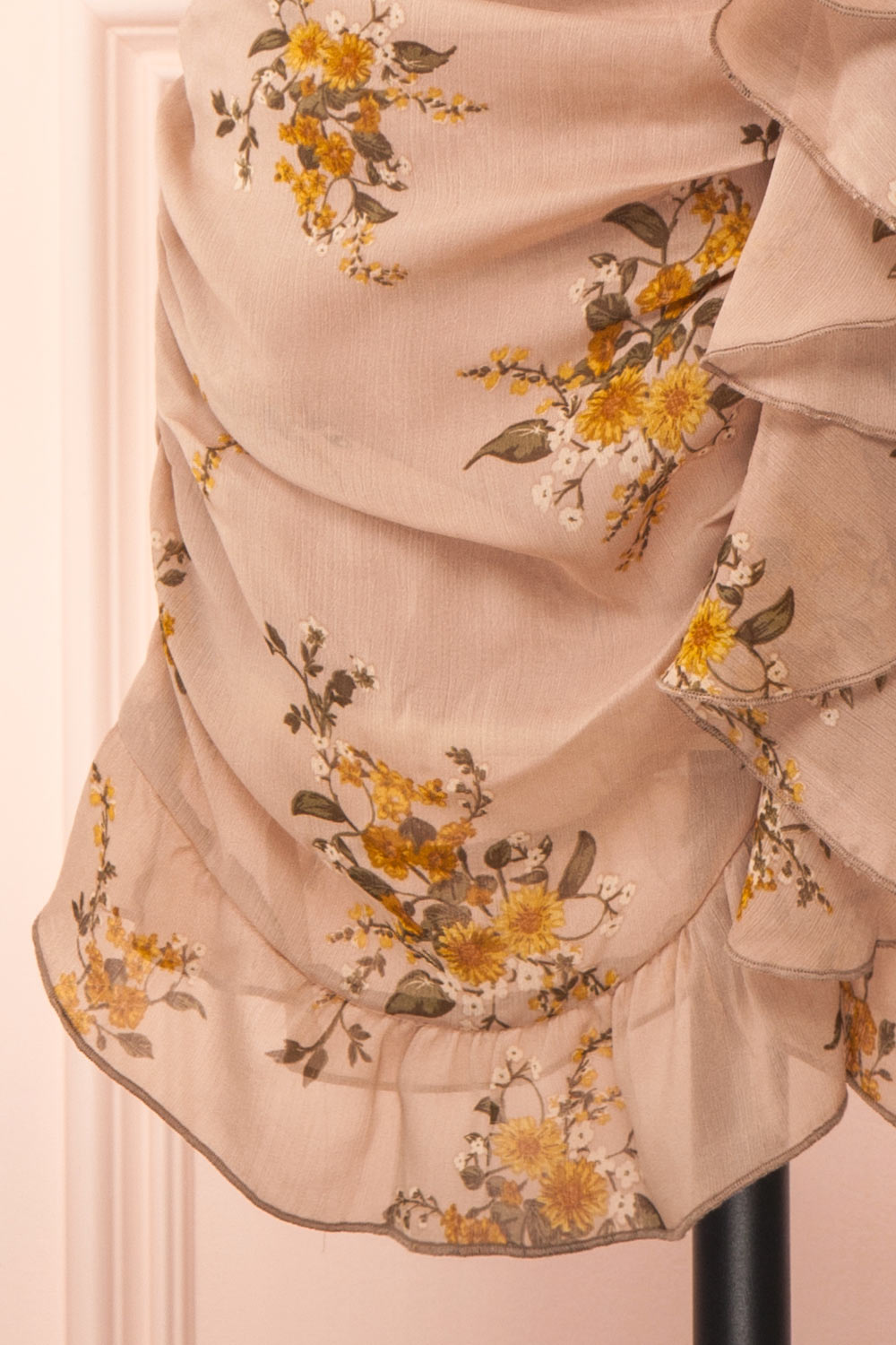 Embla Short Floral Ruched Skirt w/ Ruffles | Boutique 1861 bottom