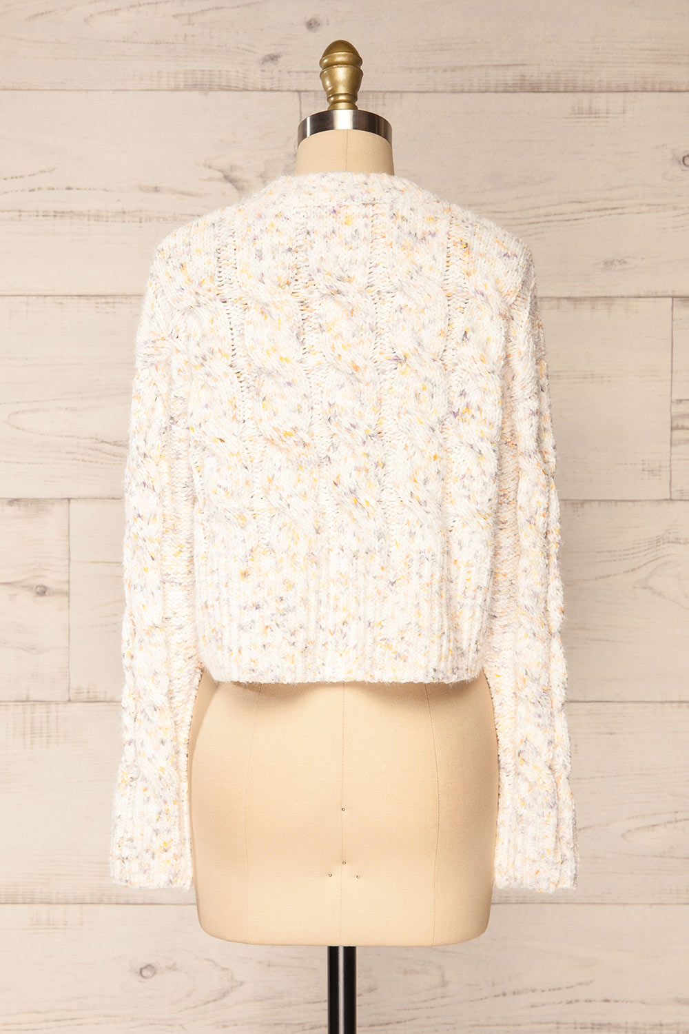 Emersin Ivory Cropped Knit Sweater | La petite garçonne back view