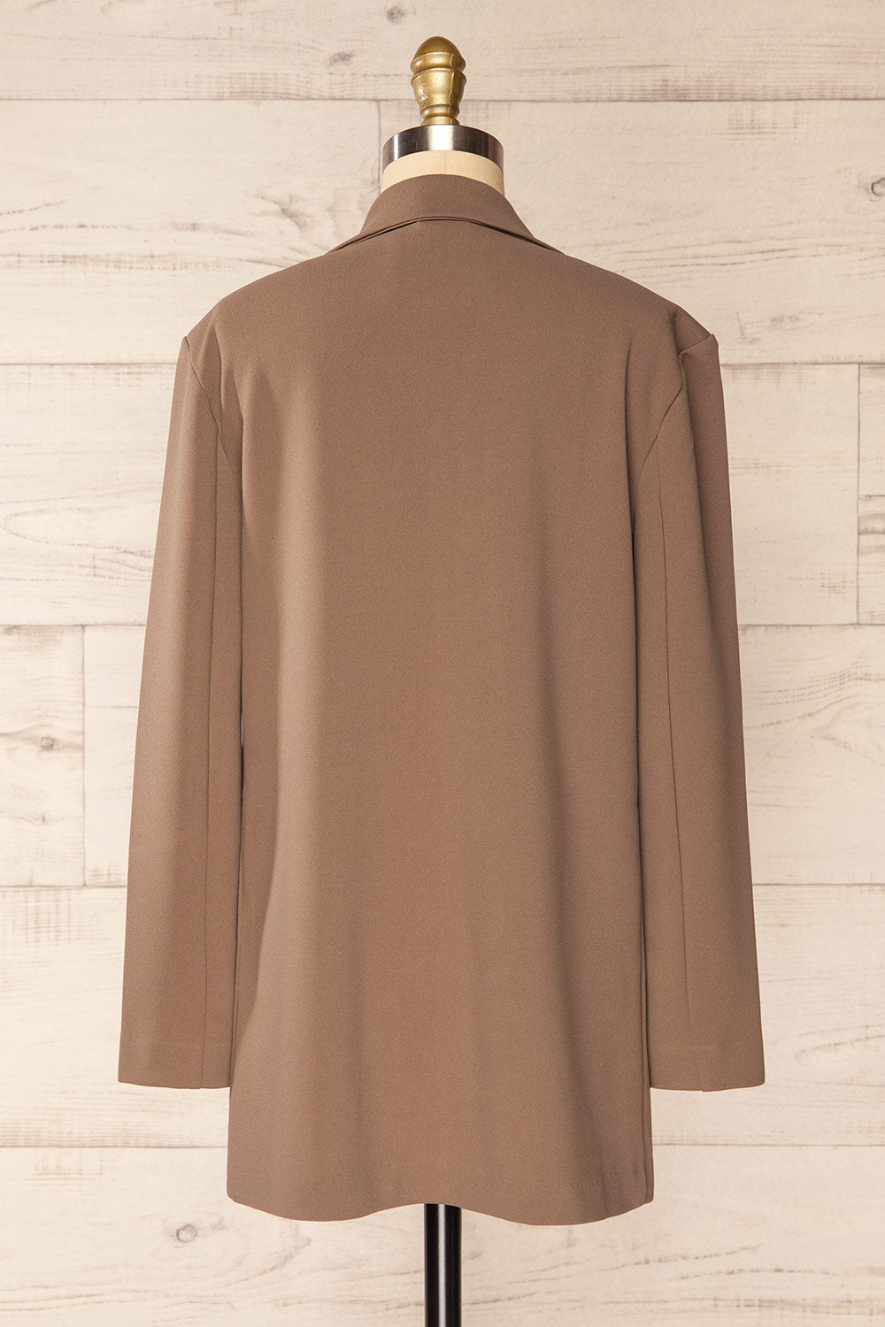 Engla Taupe Long Classic Blazer | La petite garçonne back view
