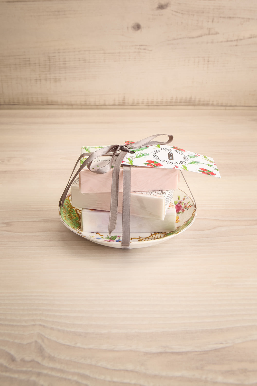 Ensemble Cadeau 3 Savons et Assiette Vintage | La petite garçonne trio