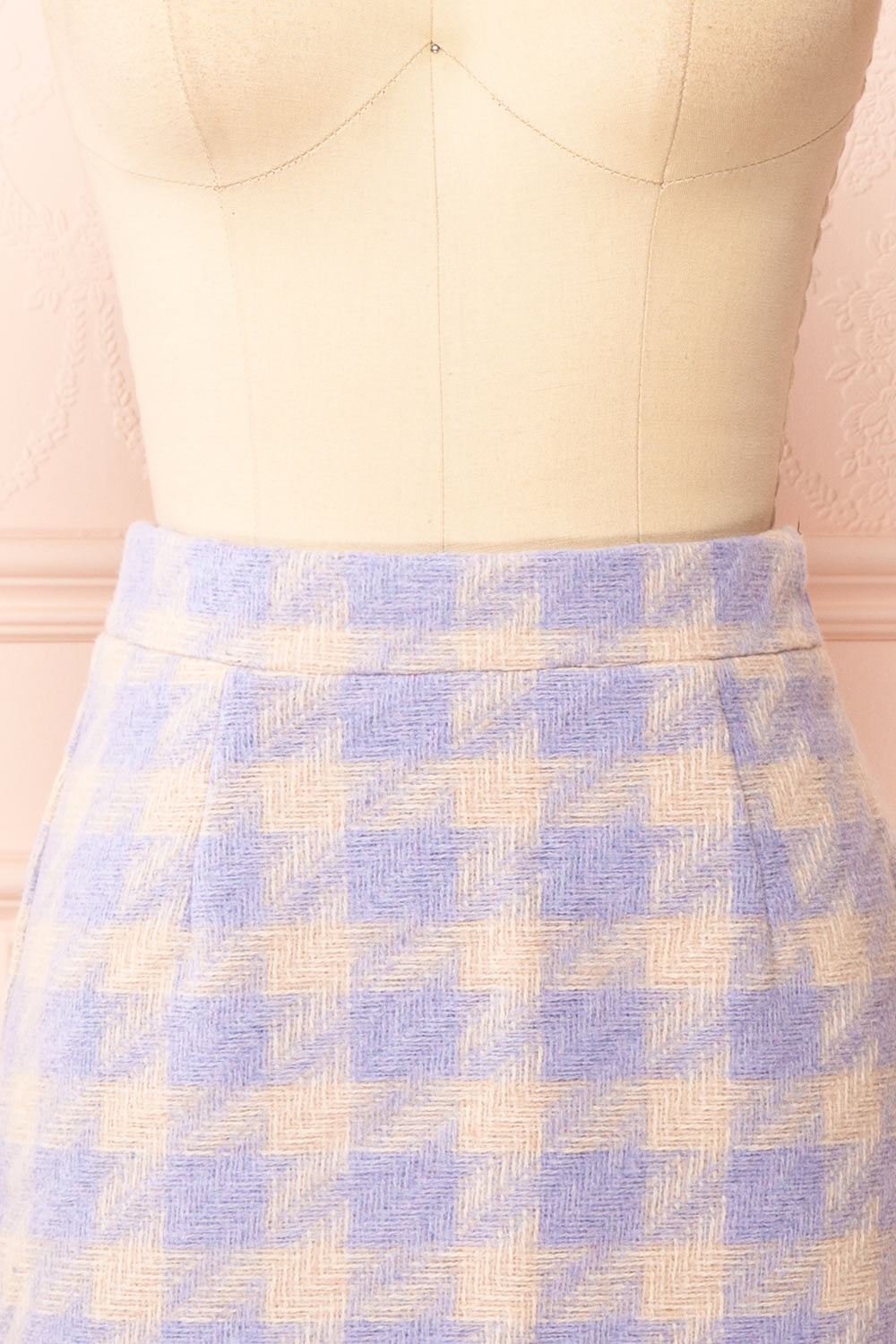 Set Lanajane Lavender Houndstooth Cropped Blazer and Skirt | Boutique 1861 front close-up