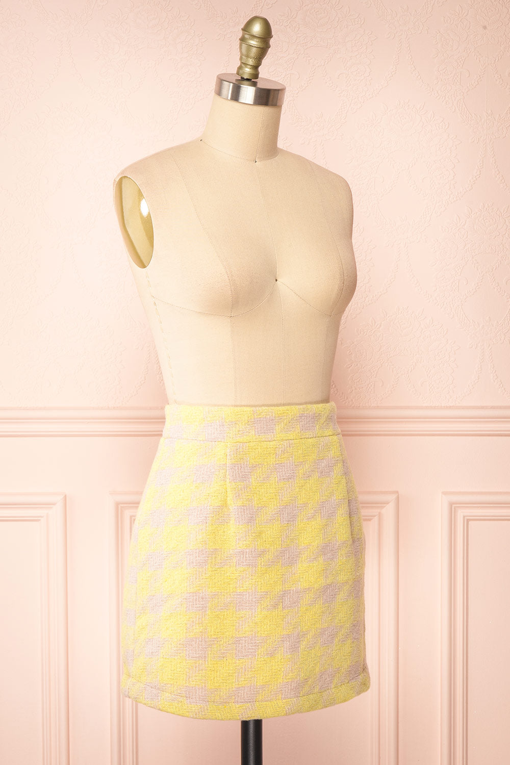 Set Lanajane Yellow Houndstooth Cropped Blazer and Skirt | Boutique 1861 side view