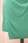 Enya Green Short Satin Dress w/ Cowl Neck | Boutique 1861 bottom