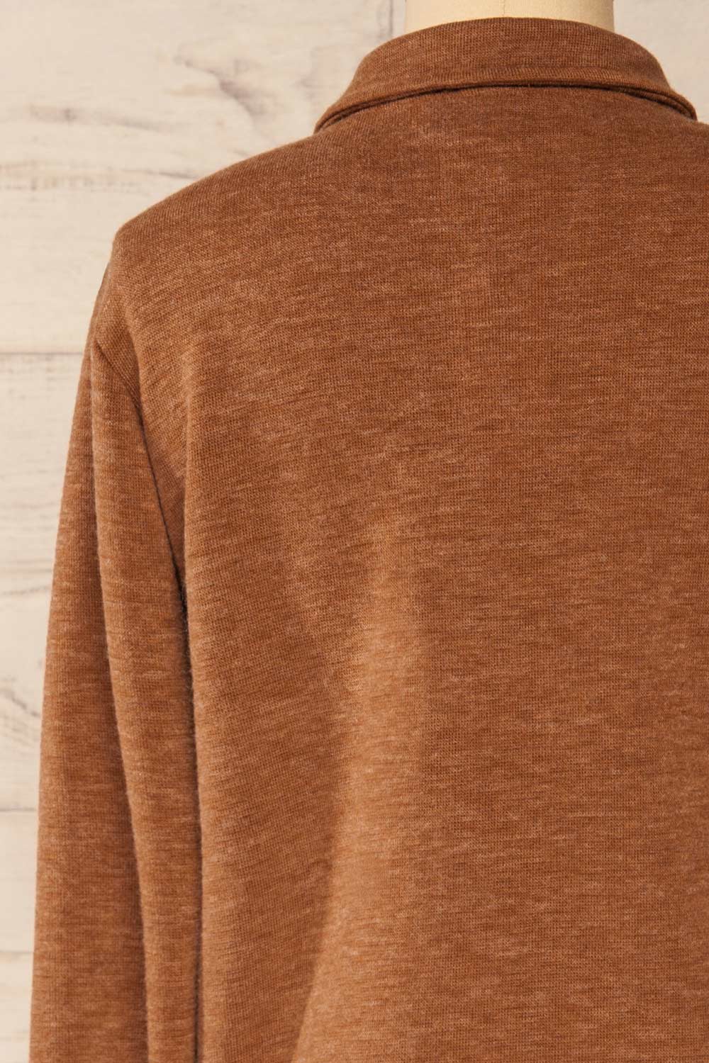 Erinn Rust Long Sleeve Soft Knit Top | La petite garçonne back close-up