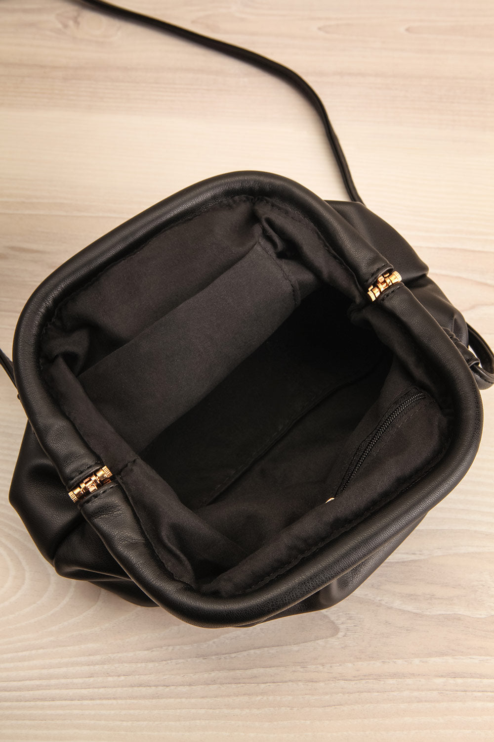 Erline Black Crossbody Bag | Sac Noir | La Petite Garçonne inside view