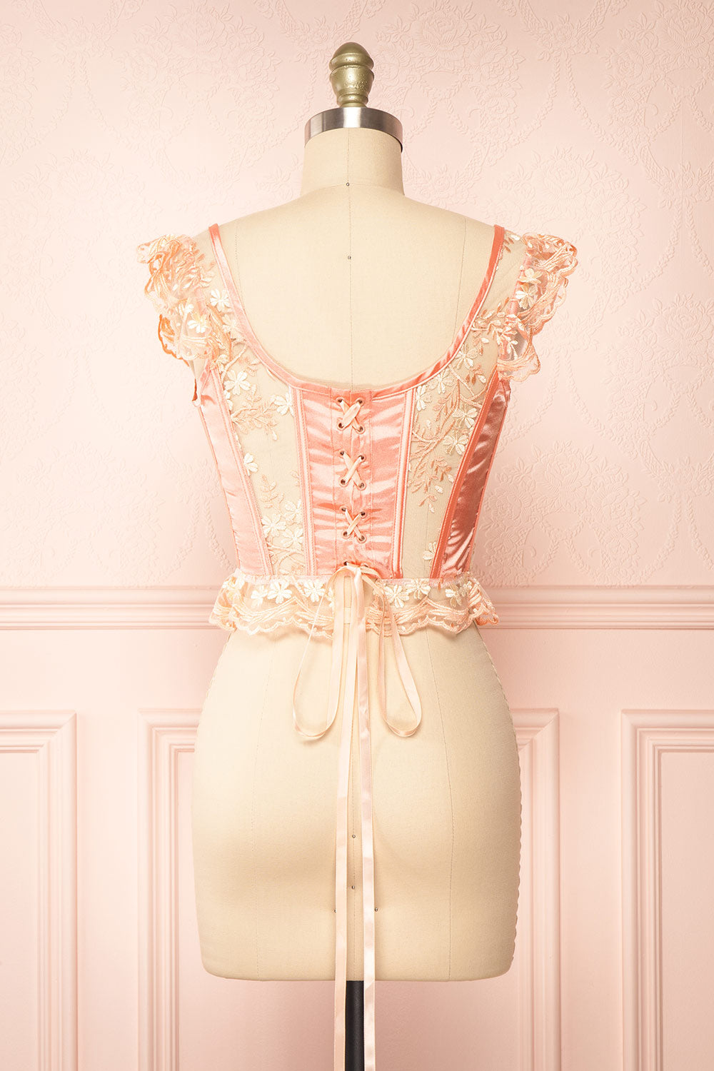 Esmerelda Mesh Corset Top w/ Embroidery | Boutique 1861 back view