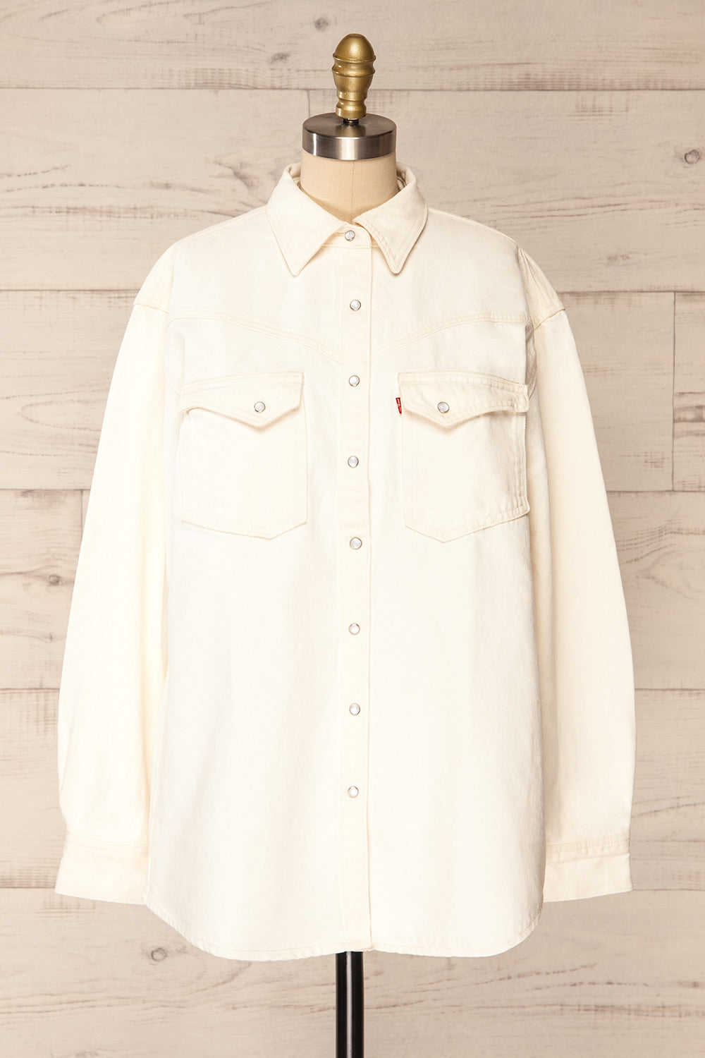 Estepona Oversized Denim Shacket | La petite garçonne closed front view