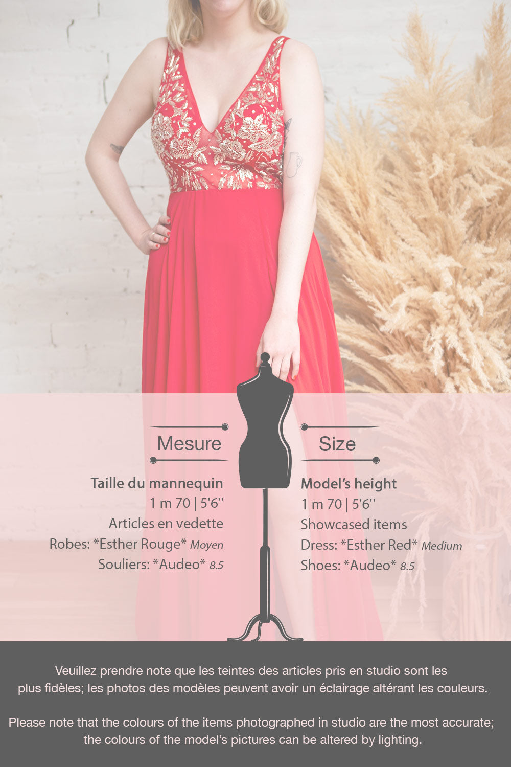 Esther Red Maxi Prom Dress with Slit | Boutique 1861 model infos