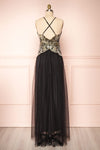Evadne Black Gold Embroidered Maxi Dress | Boutique 1861  back view