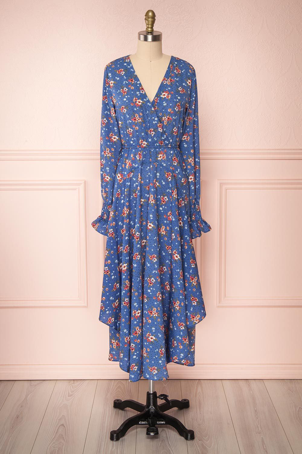 Evelina | Blue Floral Midi Dress