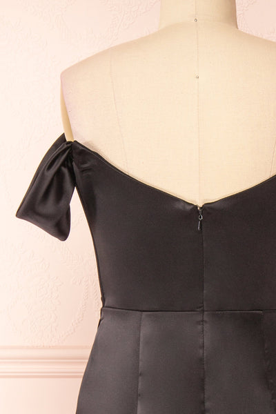 Evolet Black Off-Shoulder Corset Maxi Dress | Boudoir 1861 back close-up