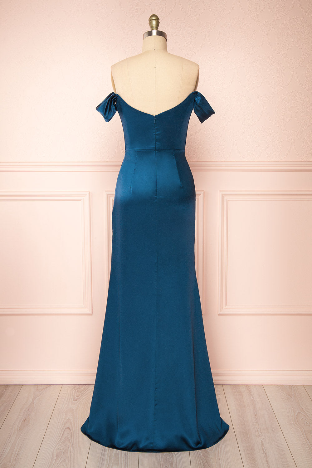 Evolet Navy Off-Shoulder Corset Maxi Dress | Boudoir 1861 back view