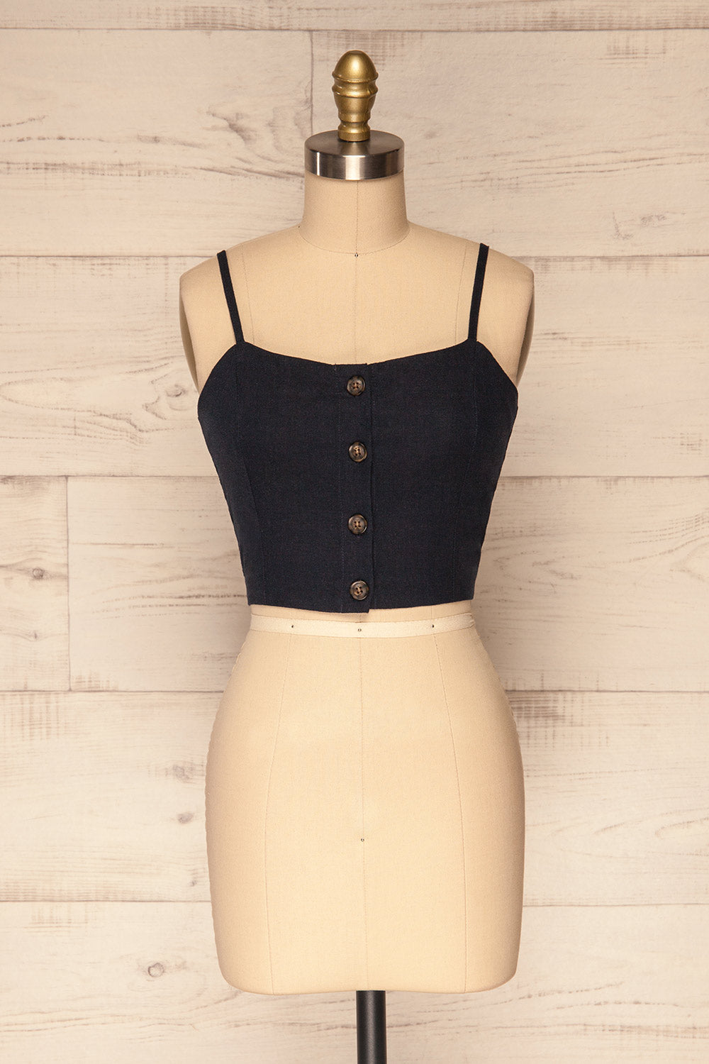 Fagerheim Mer Navy Blue Button-Up Crop Camisole | La Petite Garçonne 1