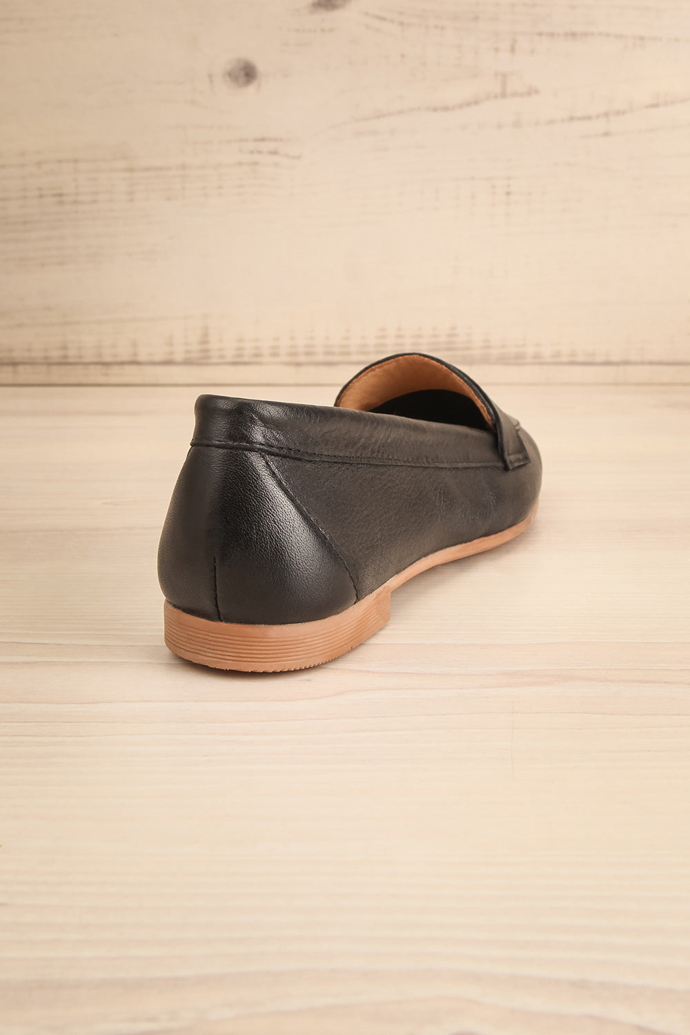 Faith Black Leather Loafers | La petite garçonne back view