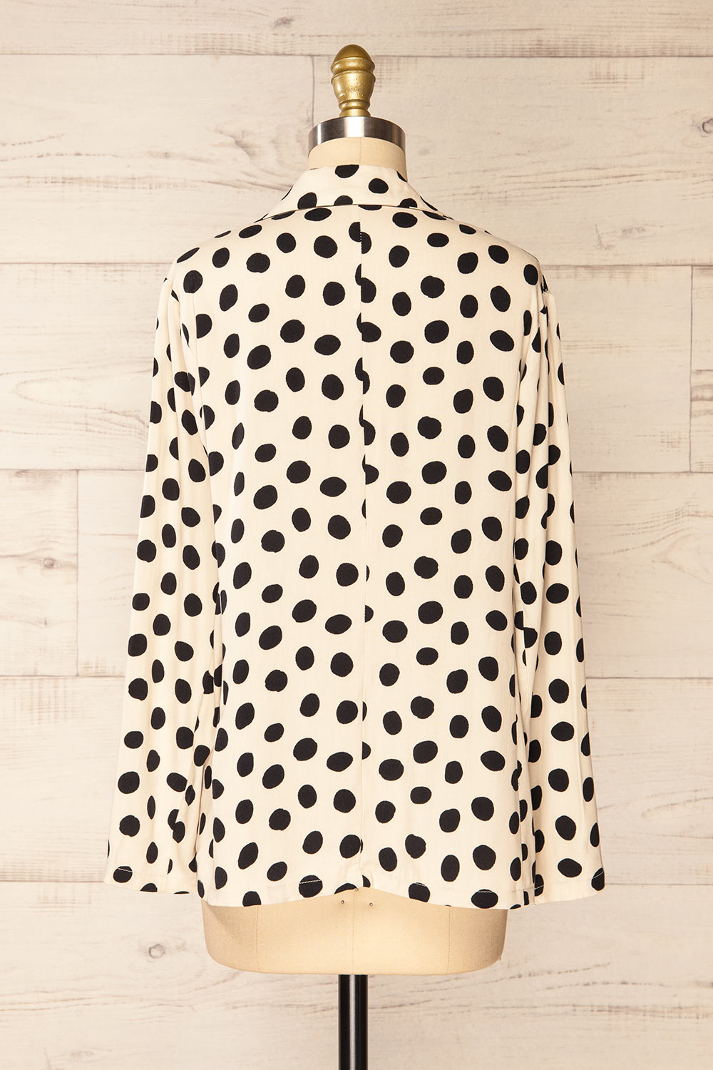 Falkfjorden Beige Blazer w/ Black Polka Dots | La petite garçonne back view