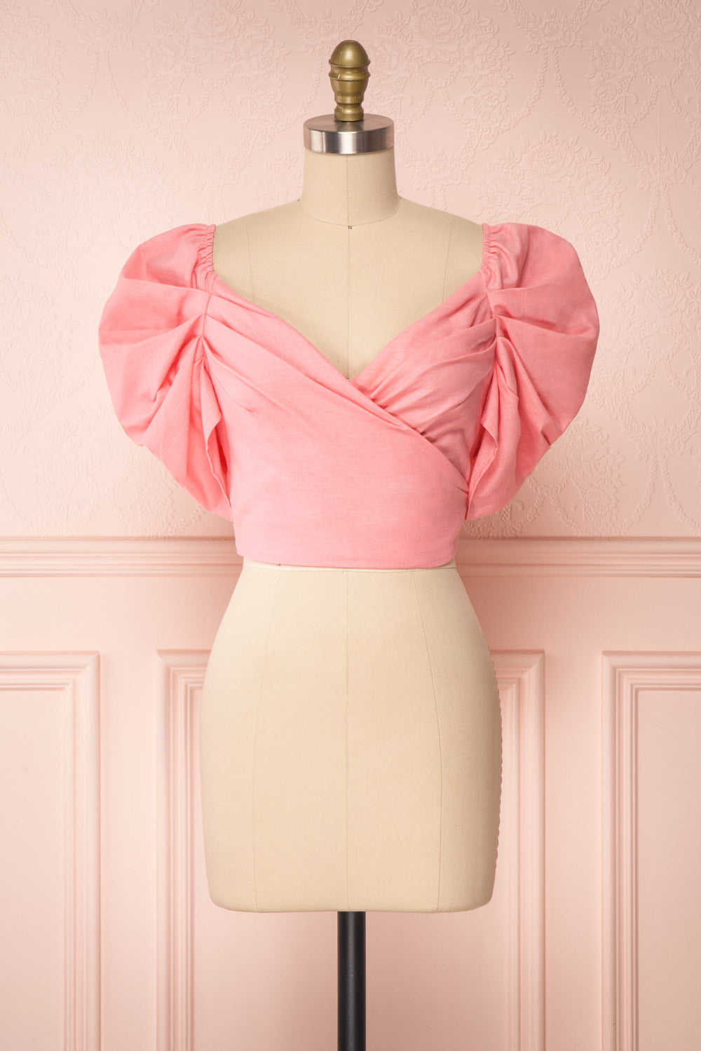 Fallviken Pink Crop Top w/ Puffy Sleeves Boutique 1861
