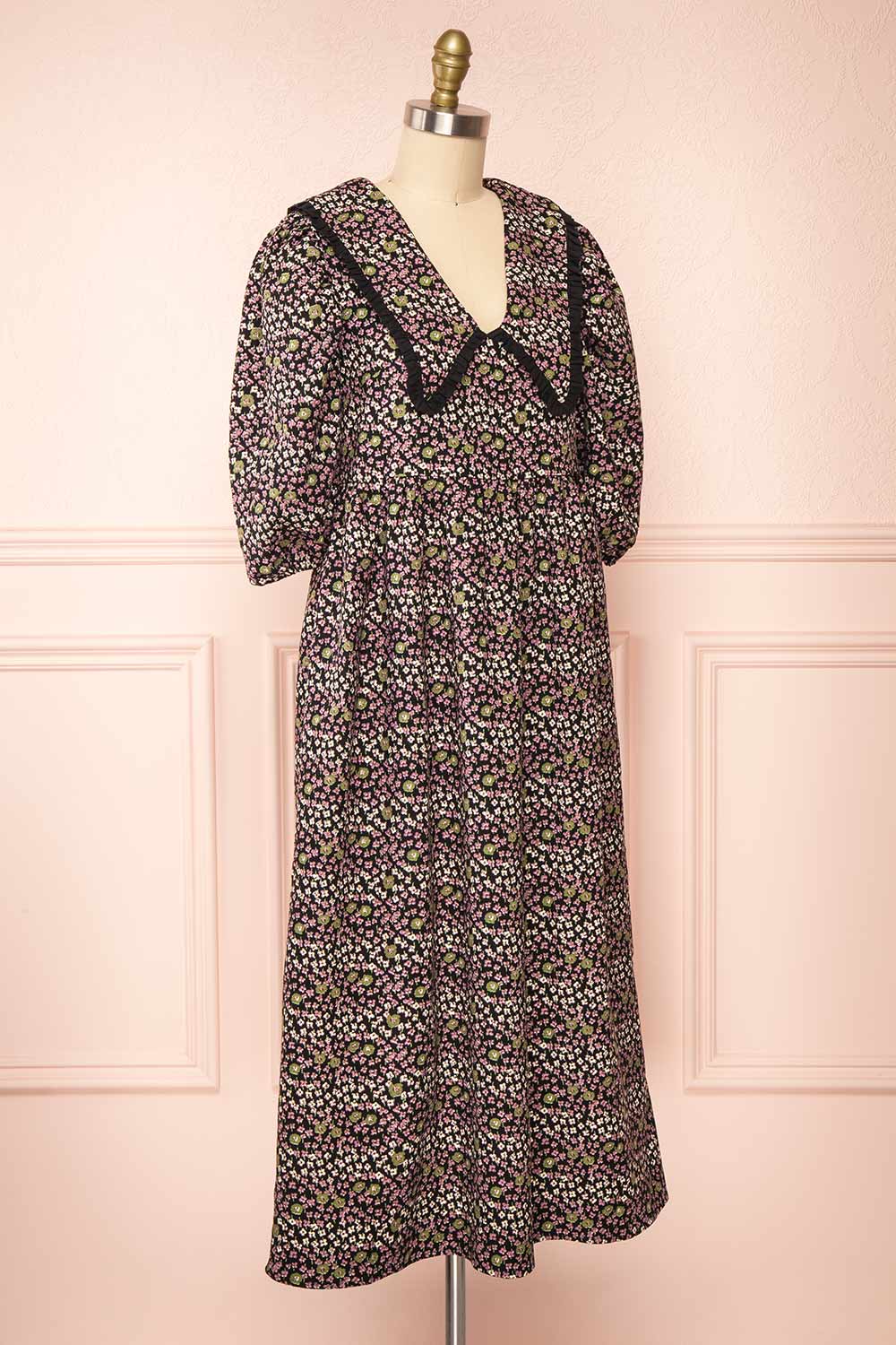 Farrah Midi Floral Dress w/ Peter Pan Collar | Boutique 1861 side view