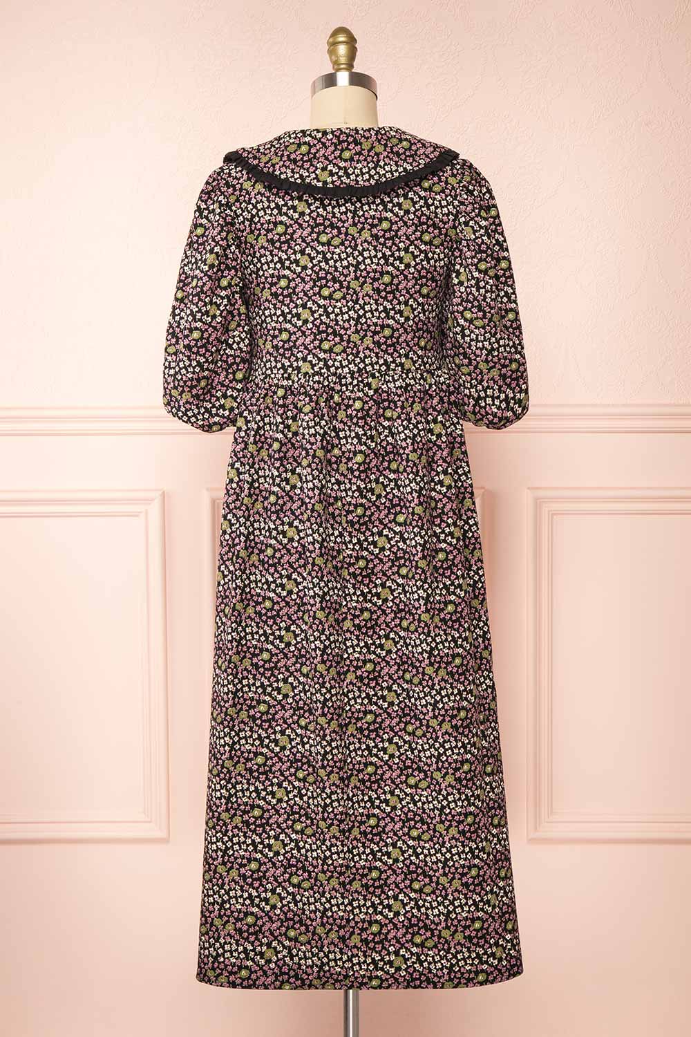 Farrah Midi Floral Dress w/ Peter Pan Collar | Boutique 1861 back view