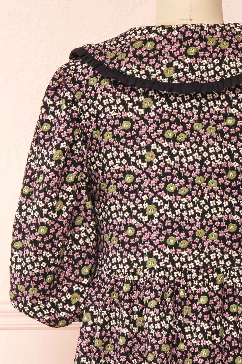 Farrah Midi Floral Dress w/ Peter Pan Collar | Boutique 1861 back close-up