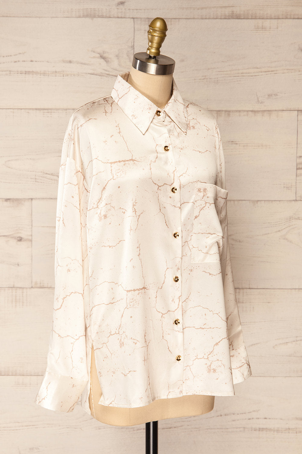 Favllemokke Patterned Satin Button-Up Shirt | La petite garçonne side view