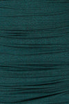 Fecho Green Fitted Ruched Midi Dress | La petite garçonne fabric