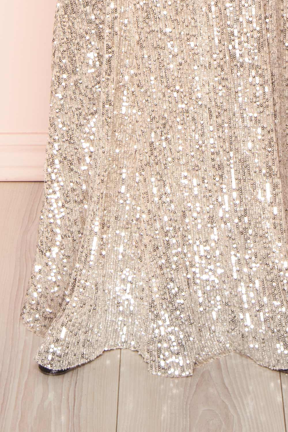 Felisa Silver Pleated Sequins Maxi Dress | Boutique 1861 bottom