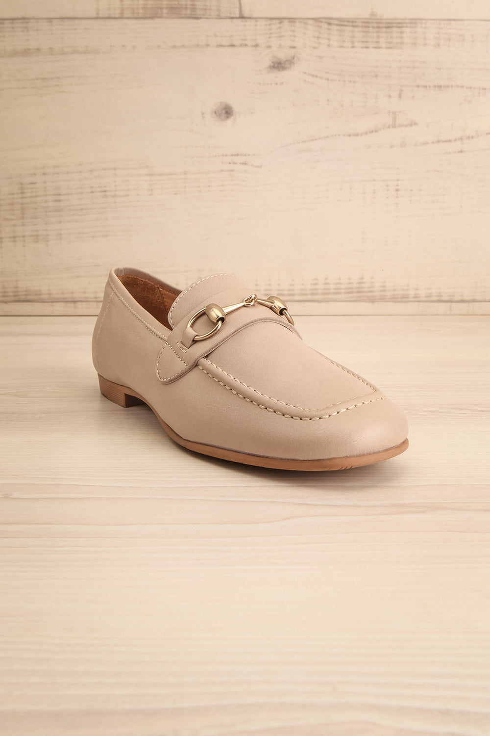Fernn Taupe Leather Loafers | La petite garçonne front view