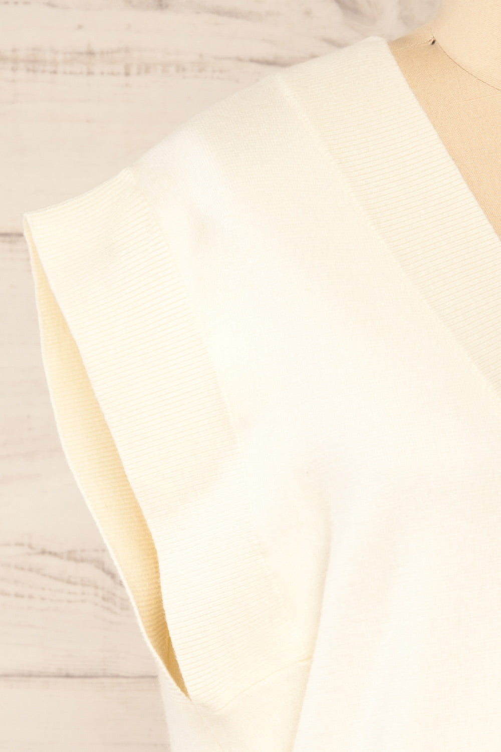 Ferrol Ivory Sleeveless Knit Vest | La petite garçonne side close-up