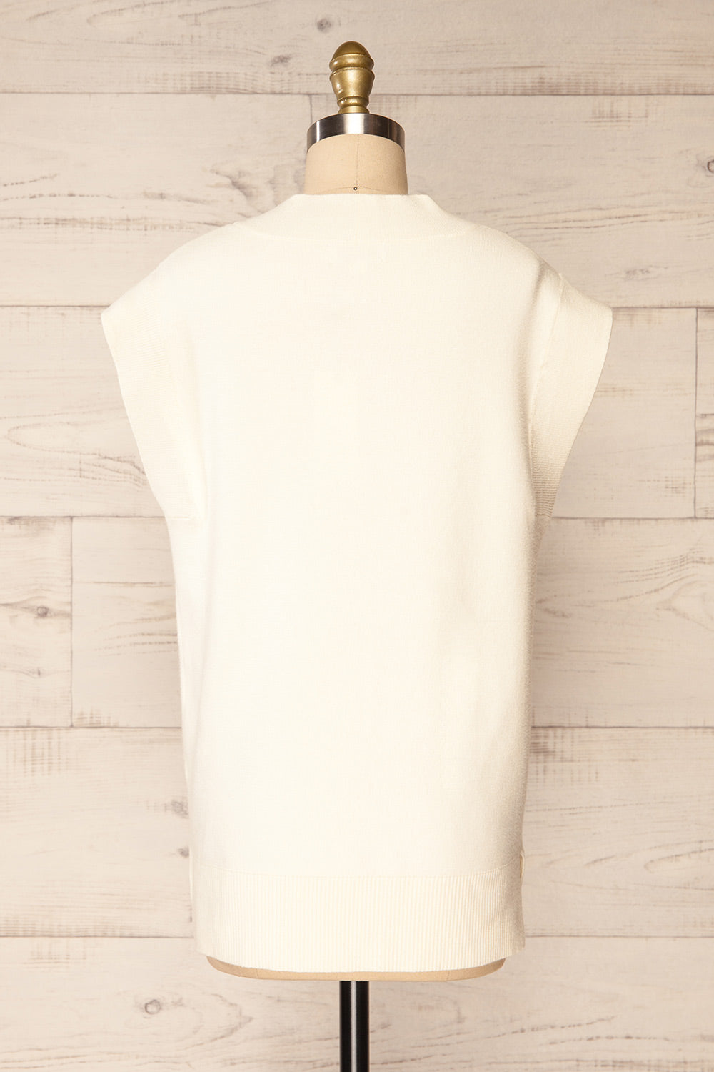 Ferrol Ivory Sleeveless Knit Vest | La petite garçonne back view
