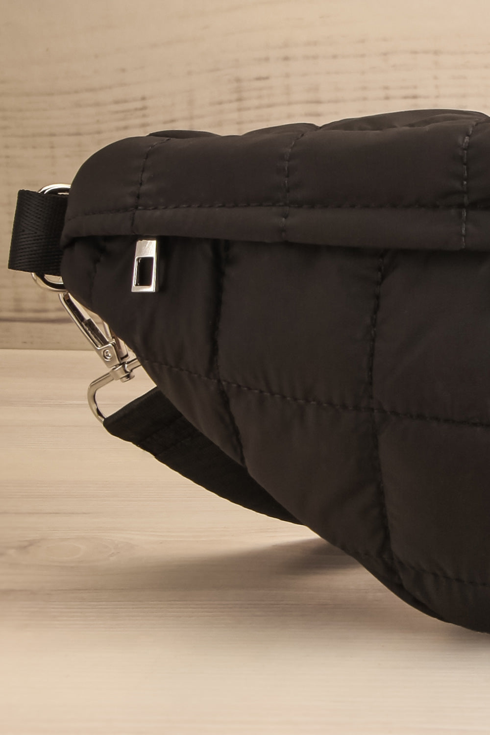 Filippa Black Quilted Fanny Pack | La petite garçonne front close-up