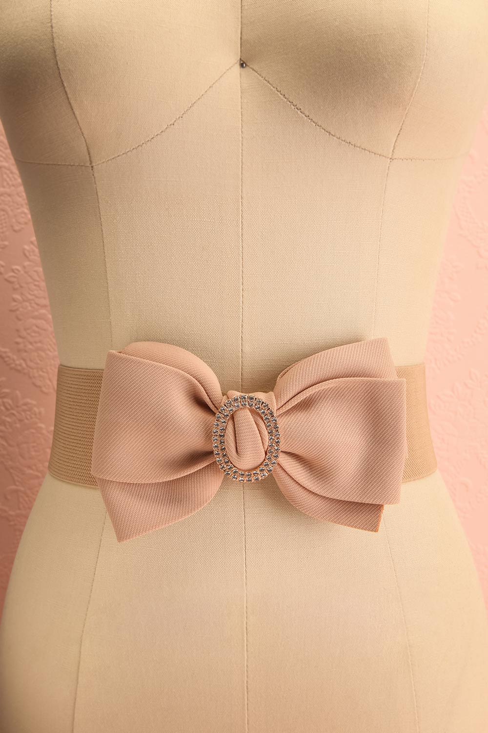 Finley Beige Wide Stretchable Bow Belt | Boutique 1861