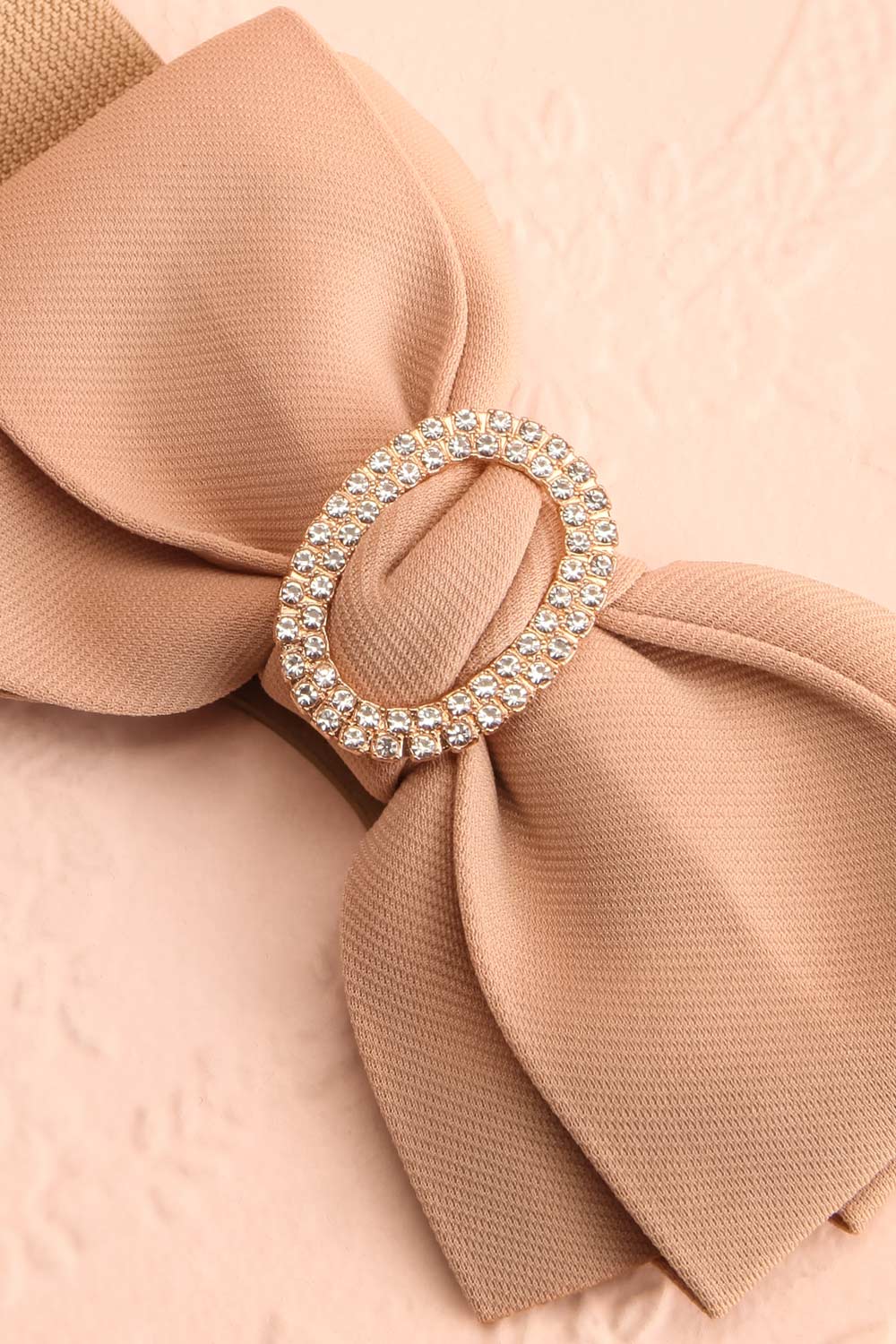 Finley Beige Wide Stretchable Bow Belt | Boutique 1861 close-up