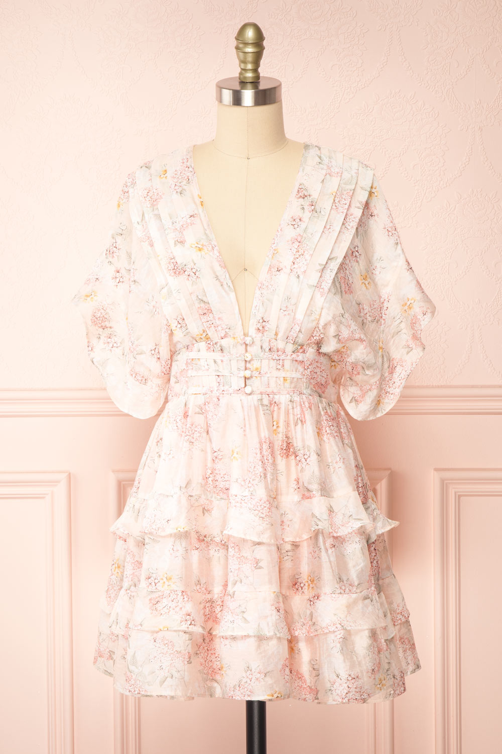 Fiona Short Floral Dress w/ Ruffles | Boutique 1861 front view