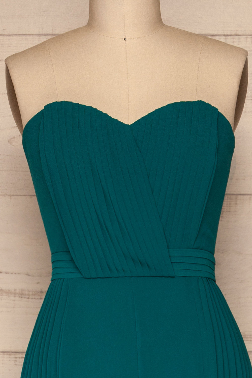 Fiorella Bustier Wide Leg Jumpsuit | La Petite Garçonne front close-up