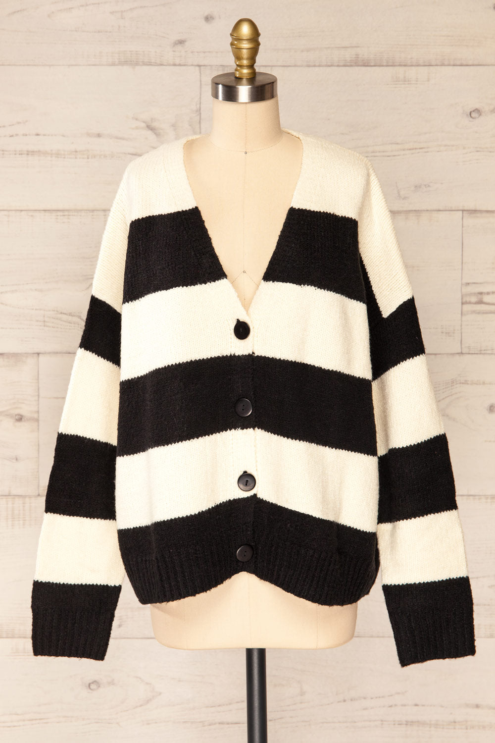 Fleurus Oversized Striped Cardigan w/ Buttons | La petite garçonne front view