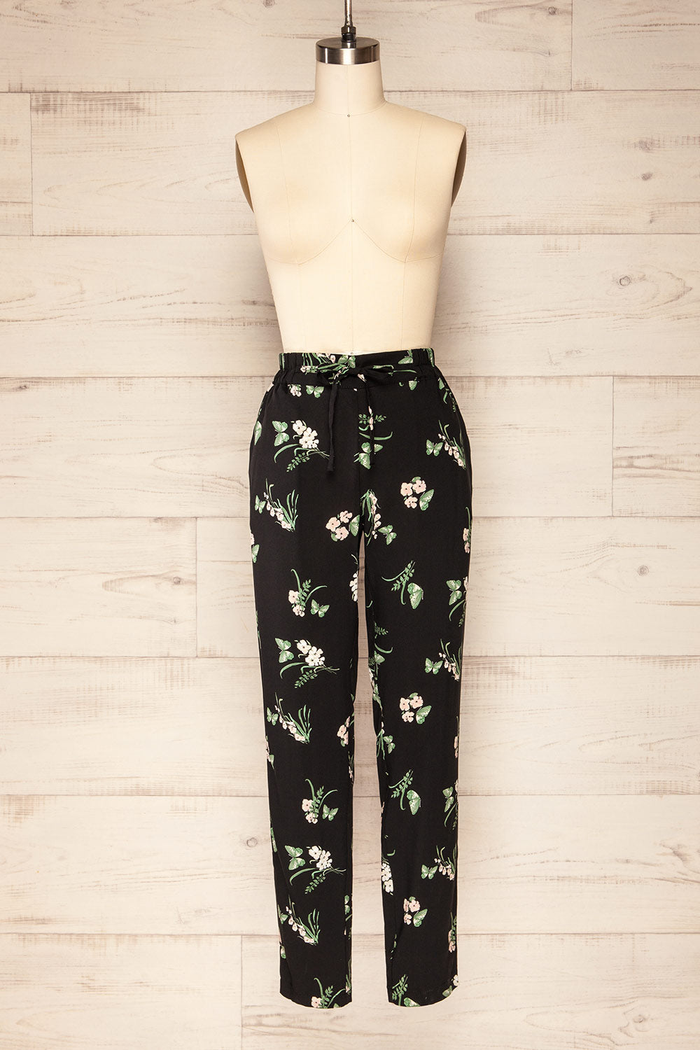 Flider Black Floral Strait Leg Pants | La petite garçonne front view