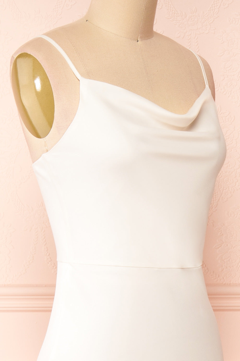 Florence Ivory Bridal Satin Maxi Dress | Boudoir 1861 side close-up