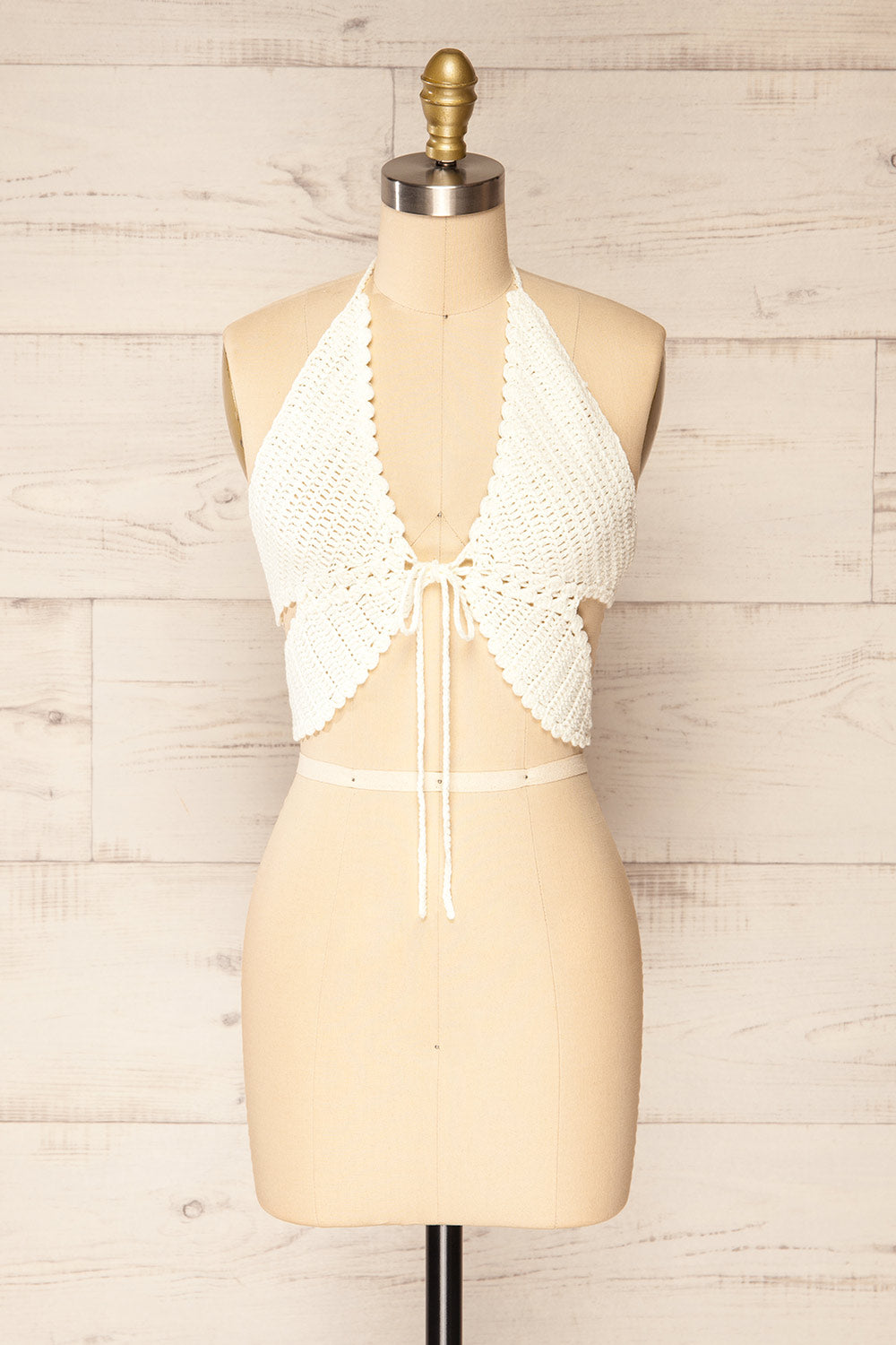 Flos Ivory Crochet Crop Top | La petite garçonne front view