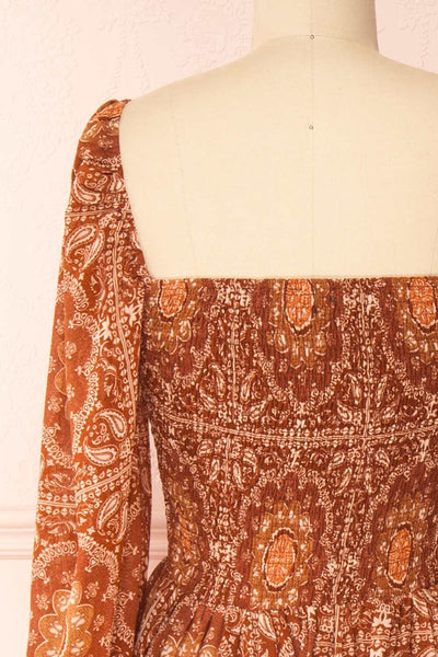 Frankie Rust Paisley Pattern Midi Dress | Boutique 1861 back close-up