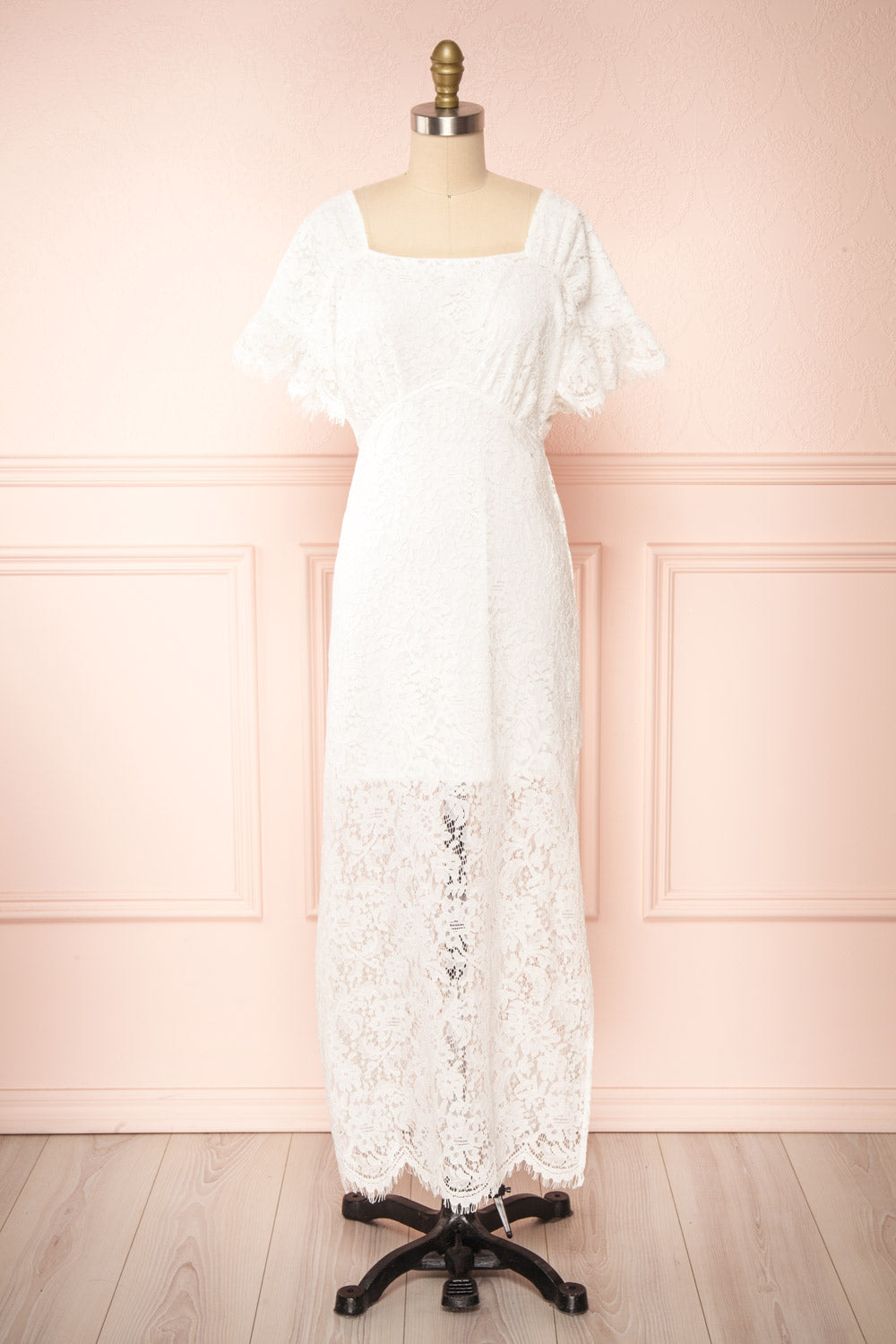 Freema Lace Maxi Dress w/ Slit | Boutique 1861 front view