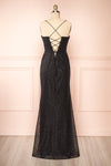 Frosti Black Sparkly Cowl Neck Maxi Dress | Boutique 1861 back view
