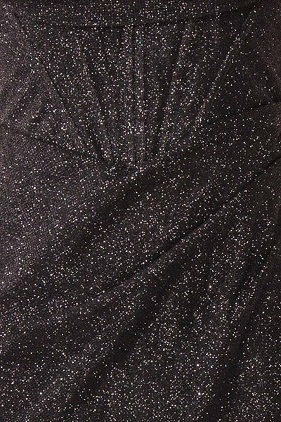 Frosti Black Sparkly Cowl Neck Maxi Dress | Boutique 1861 fabric