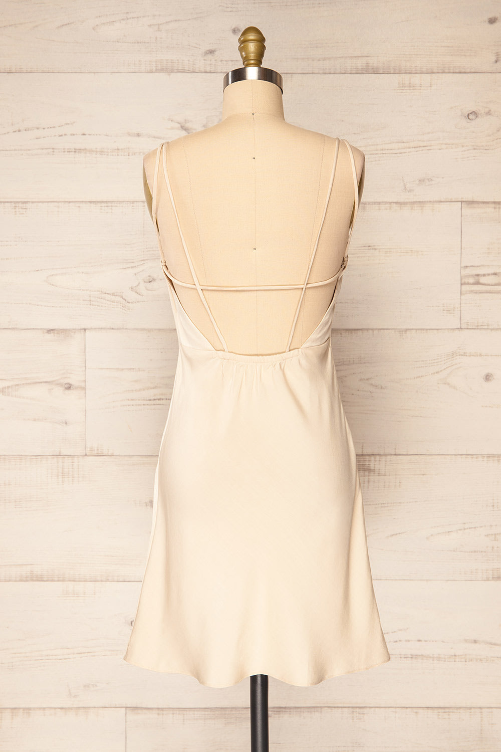 Frostwind Short Satin Dress w/ Double Straps | La petite garçonne back view