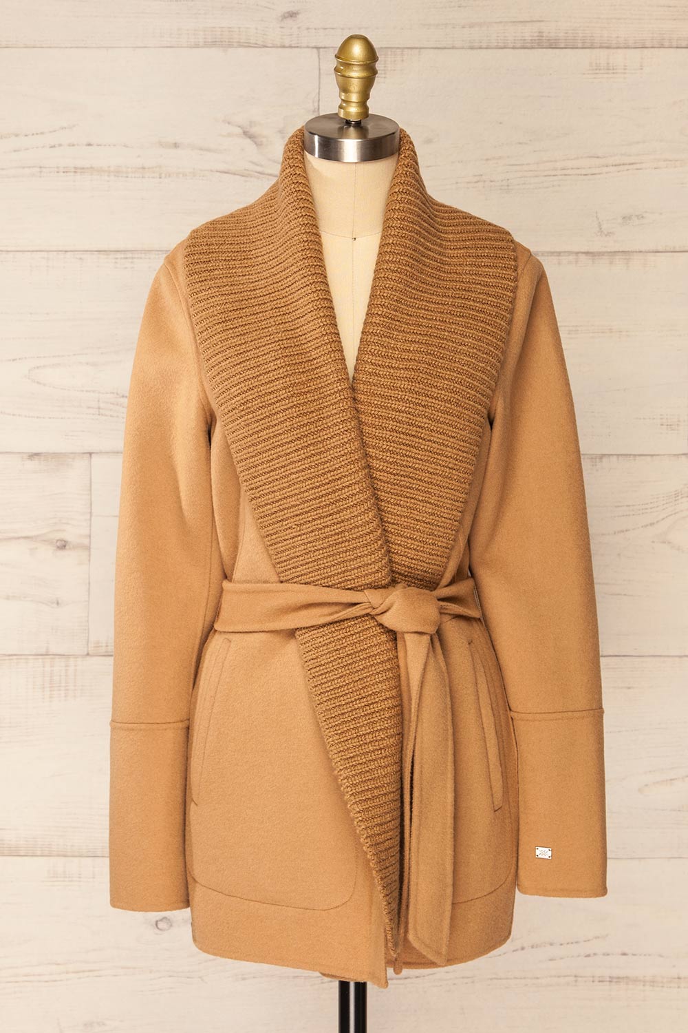 Gabby Caramel Trench Coat w/ Belt | La petite garçonne front view