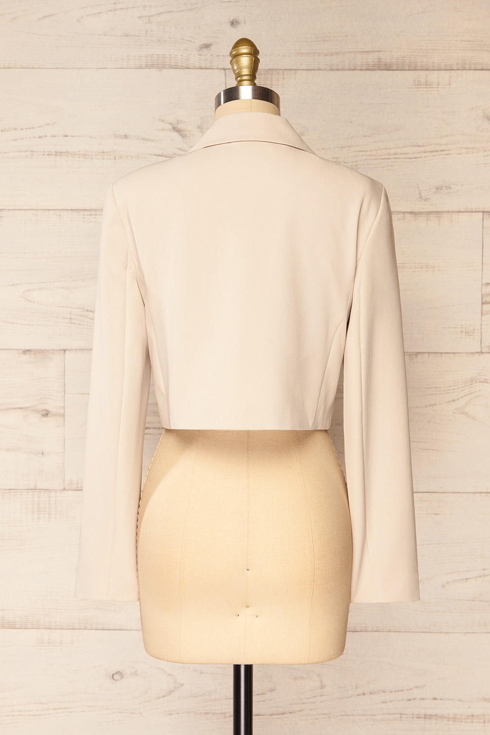 Gaborone Beige Cropped Blazer | La petite garçonne back view
