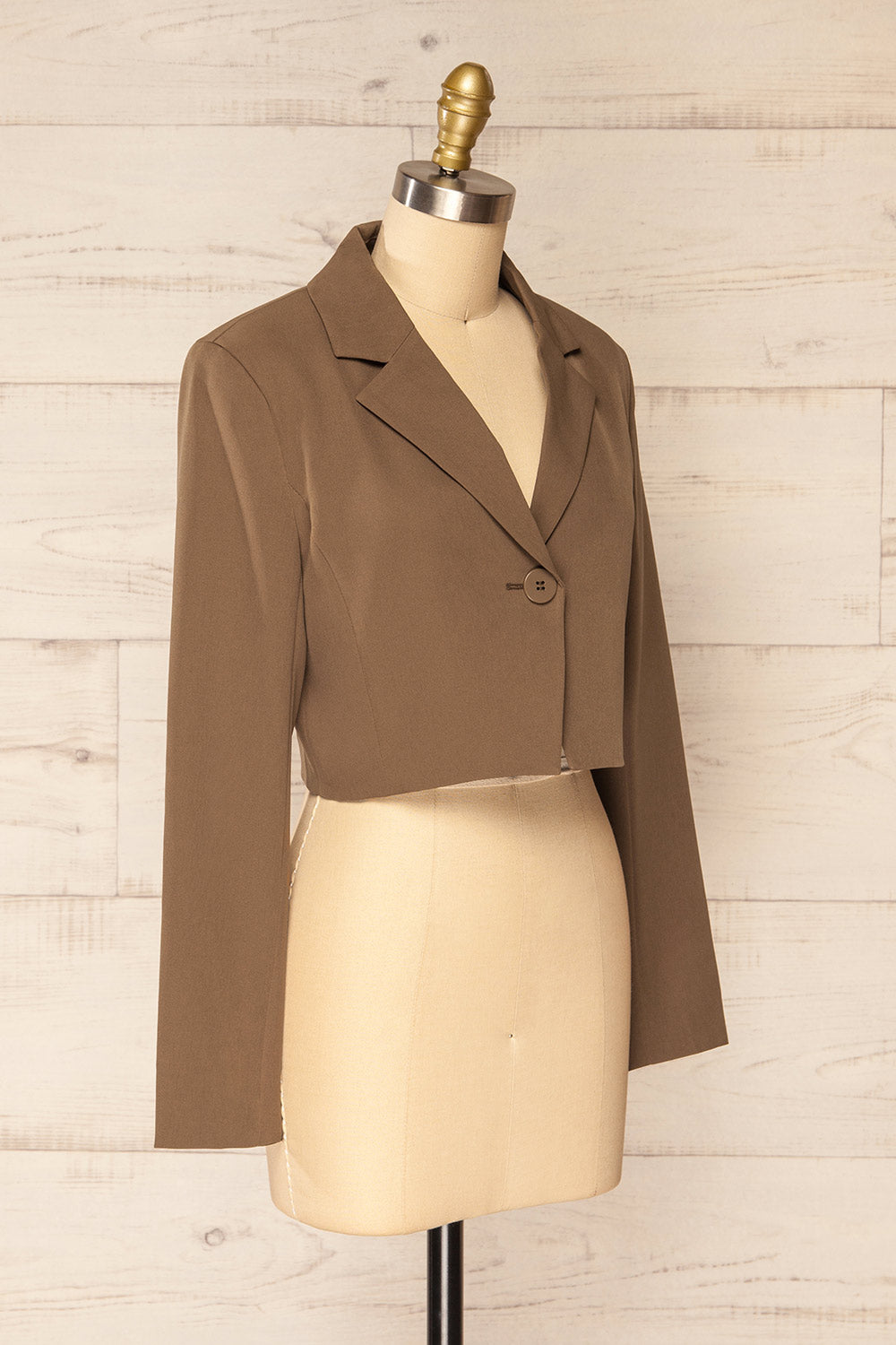 Gaborone Brown Cropped Blazer | La petite garçonne side view