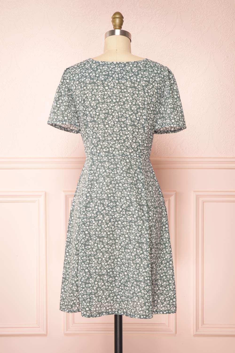 Gaby Green Patterned Buttoned Midi Dress | Boutique 1861 back view